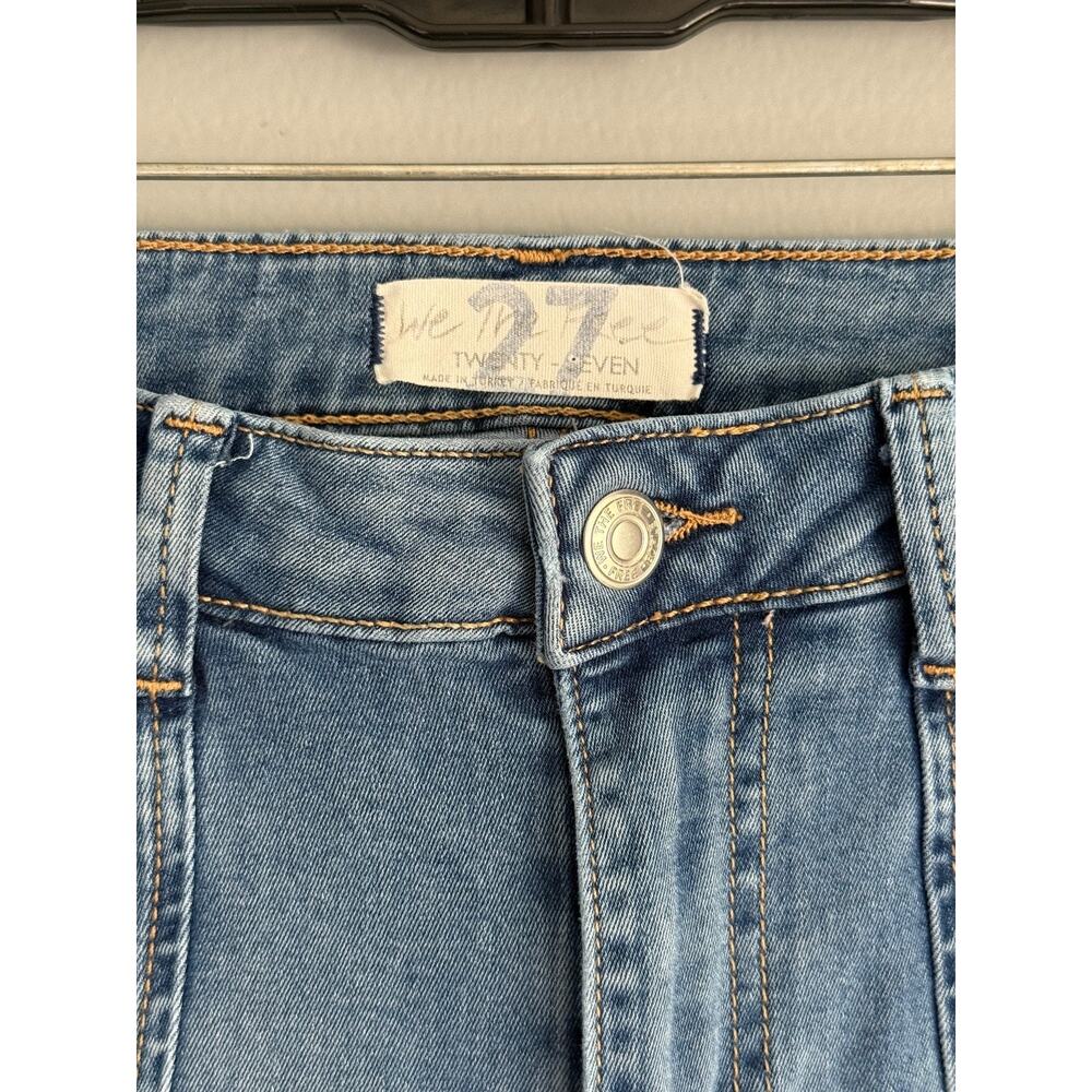 We The Free People Women's 27 Jeans Medium Wash High Rise Paneled Slit Hem - Picture 2 of 8
